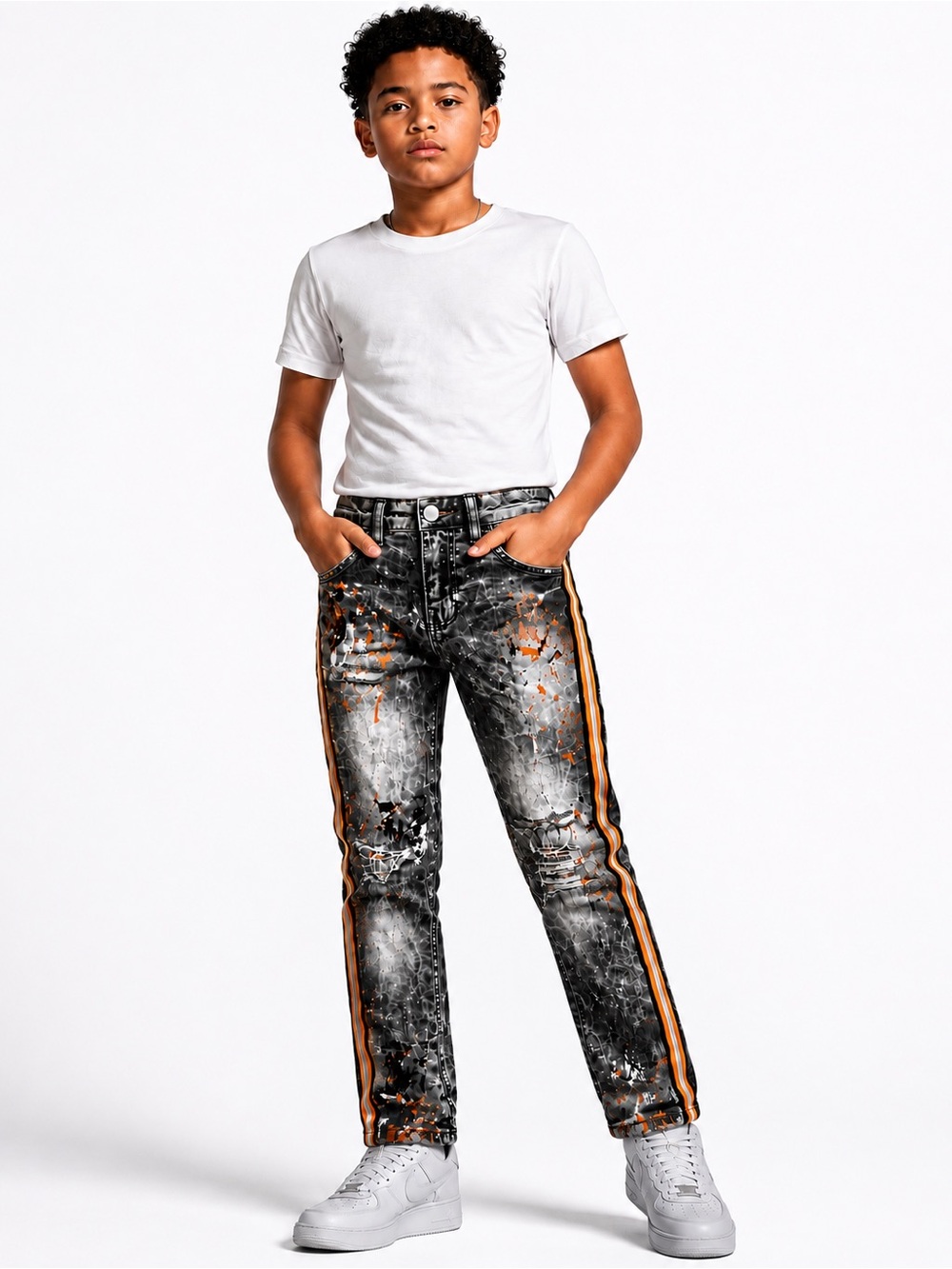 Jordan Craig Legacy Edition Sparta Striped Denim Jeans Boys Size 8 NWOT